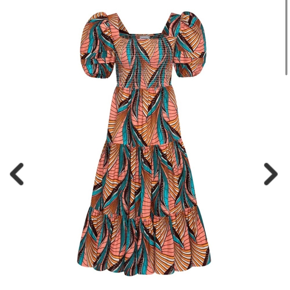 Autumn Adeigbo Della Tiered Printed Midi Dress